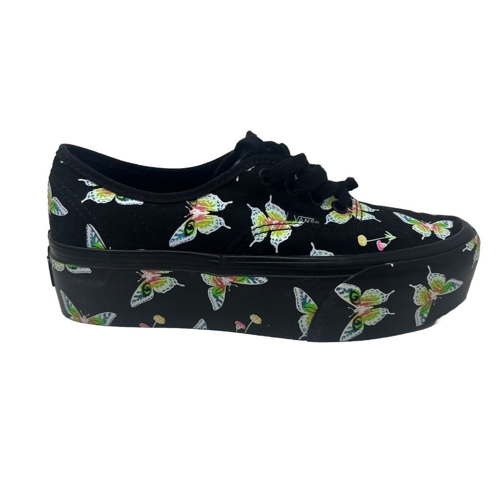 Vans Authentic Stacked Women's 7 Butterfly Morph Blackout Black